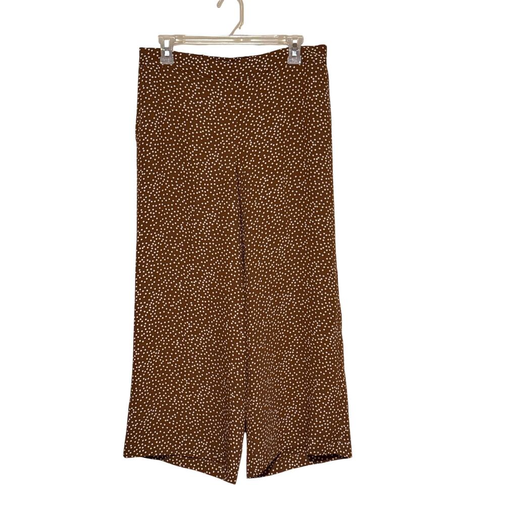 J. Jill Wearever Brown Polka Dot Wide Leg Pull On Pants S Petite